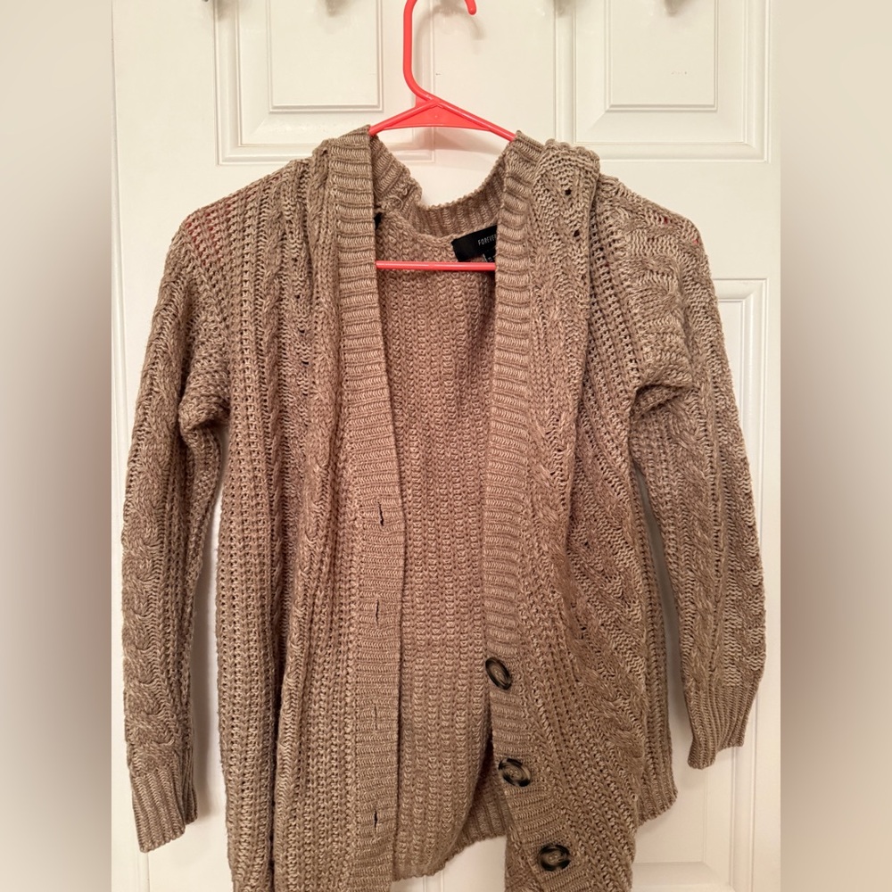 Forever 21 Taupe Knit Cardigan